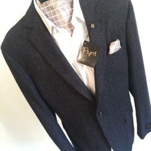 Men's Blazer (NWT) 100% Wool Tweed FLYNT Grey/Blue